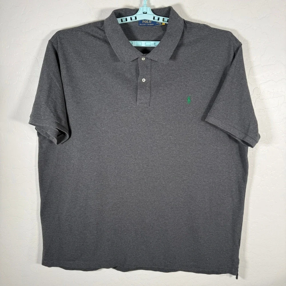 Polo Ralph Lauren Polo Shirt Mens 4XB Gray Pony Logo Short‎ Sleeve Casual